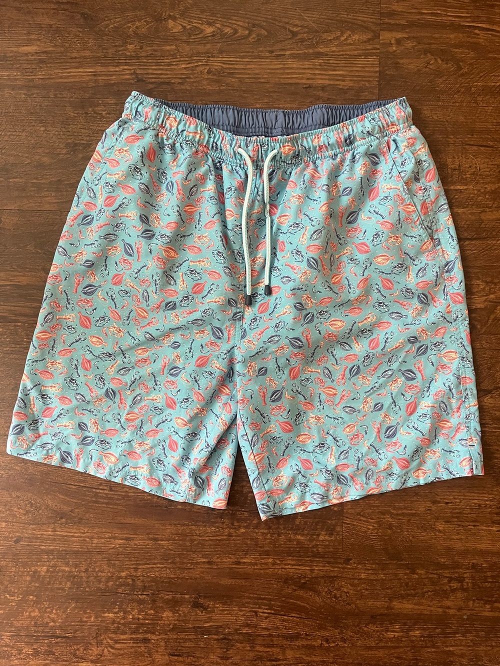 Peter Millar Men's Light Blue Sea Printed Swim Trunks Shorts Quick-Dry Sz L